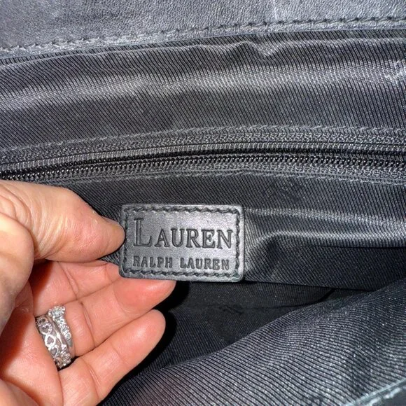 Lauren Ralph Lauren Black Leather Shoulder Bag Vintage